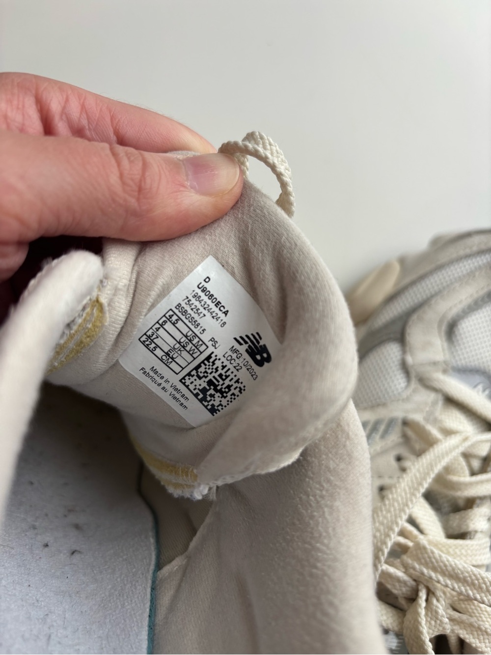 New Balance 9060 Sneakers in Cream and Gray - Picture 7 of 7